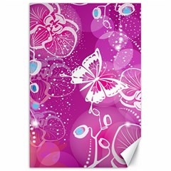 Flower Butterfly Pink Canvas 20  X 30   by Mariart