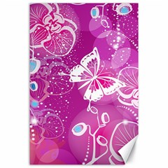 Flower Butterfly Pink Canvas 24  X 36  by Mariart