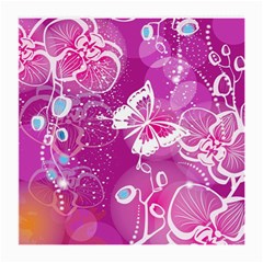 Flower Butterfly Pink Medium Glasses Cloth (2-side) by Mariart