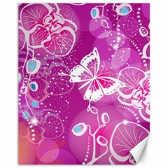 Flower Butterfly Pink Canvas 11  X 14   by Mariart