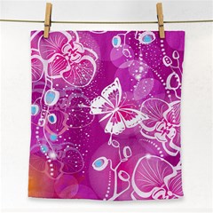 Flower Butterfly Pink Face Towel by Mariart