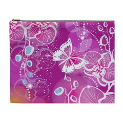 Flower Butterfly Pink Cosmetic Bag (xl) by Mariart