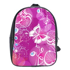 Flower Butterfly Pink School Bags(large)  by Mariart