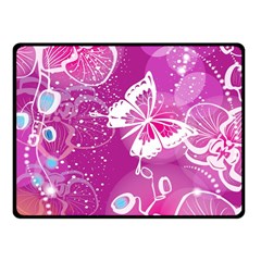 Flower Butterfly Pink Fleece Blanket (small) by Mariart