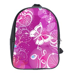 Flower Butterfly Pink School Bags (xl)  by Mariart