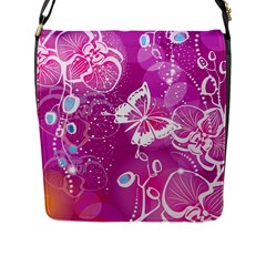 Flower Butterfly Pink Flap Messenger Bag (l) 