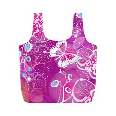 Flower Butterfly Pink Full Print Recycle Bags (m)  by Mariart