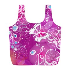 Flower Butterfly Pink Full Print Recycle Bags (l)  by Mariart