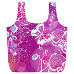 Flower Butterfly Pink Full Print Recycle Bags (l)  by Mariart