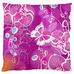 Flower Butterfly Pink Standard Flano Cushion Case (two Sides) by Mariart