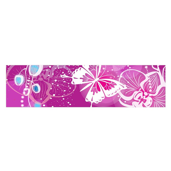 Flower Butterfly Pink Satin Scarf (Oblong)