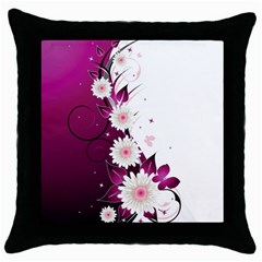 Flower Purple Sunflower Star Butterfly Throw Pillow Case (black) by Mariart