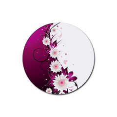 Flower Purple Sunflower Star Butterfly Rubber Coaster (round)  by Mariart