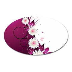 Flower Purple Sunflower Star Butterfly Oval Magnet by Mariart