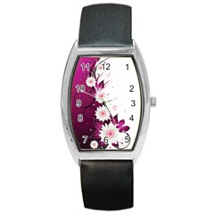 Flower Purple Sunflower Star Butterfly Barrel Style Metal Watch by Mariart