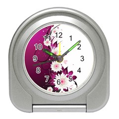 Flower Purple Sunflower Star Butterfly Travel Alarm Clocks by Mariart