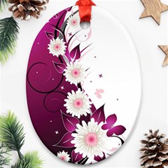 Flower Purple Sunflower Star Butterfly Oval Ornament (two Sides) by Mariart