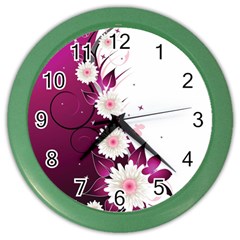 Flower Purple Sunflower Star Butterfly Color Wall Clocks by Mariart