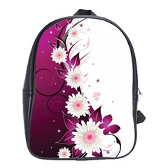 Flower Purple Sunflower Star Butterfly School Bags(large)  by Mariart