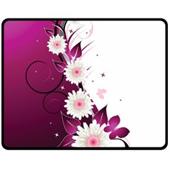 Flower Purple Sunflower Star Butterfly Fleece Blanket (medium)  by Mariart