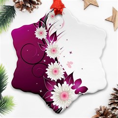 Flower Purple Sunflower Star Butterfly Ornament (snowflake) by Mariart