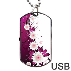 Flower Purple Sunflower Star Butterfly Dog Tag Usb Flash (one Side) by Mariart