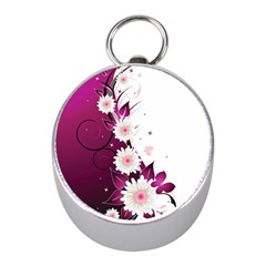 Flower Purple Sunflower Star Butterfly Mini Silver Compasses by Mariart