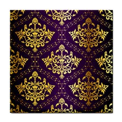 Flower Purplle Gold Tile Coasters by Mariart