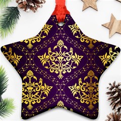 Flower Purplle Gold Ornament (star) by Mariart