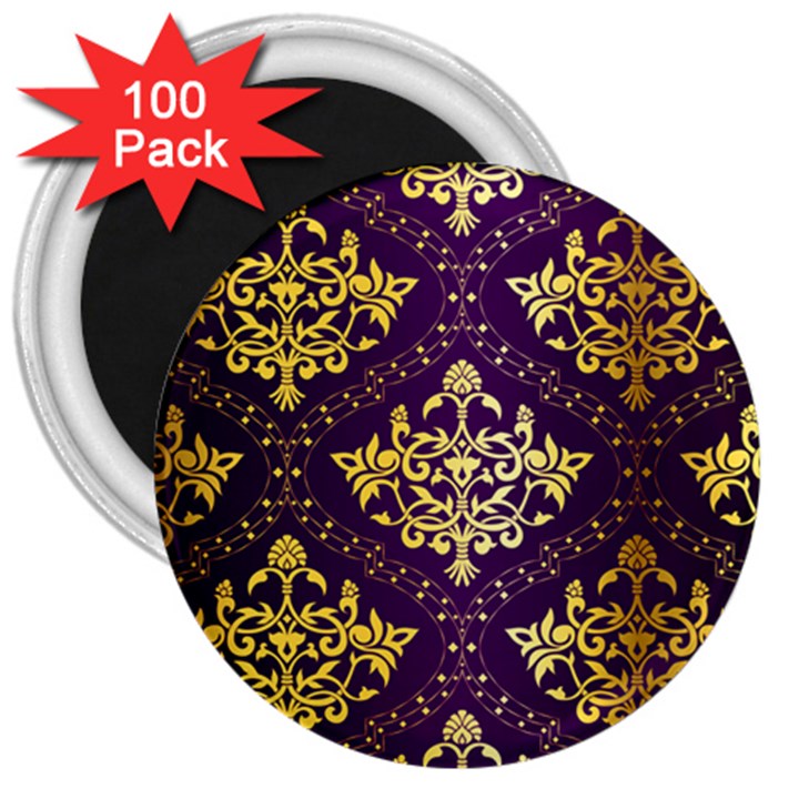 Flower Purplle Gold 3  Magnets (100 pack)