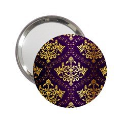 Flower Purplle Gold 2 25  Handbag Mirrors by Mariart