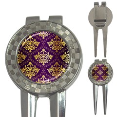 Flower Purplle Gold 3-in-1 Golf Divots by Mariart