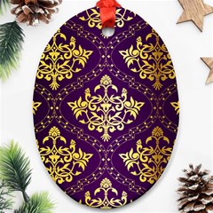 Flower Purplle Gold Oval Ornament (two Sides) by Mariart