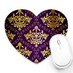 Flower Purplle Gold Heart Mousepads by Mariart