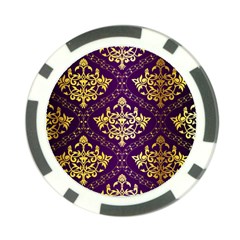 Flower Purplle Gold Poker Chip Card Guard by Mariart