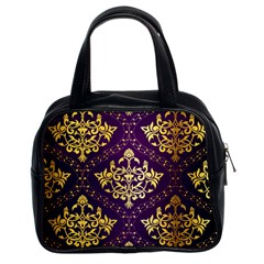 Flower Purplle Gold Classic Handbags (2 Sides) by Mariart