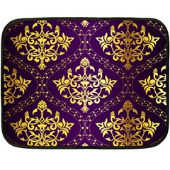 Flower Purplle Gold Fleece Blanket (mini) by Mariart