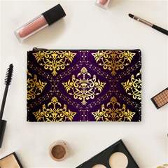 Flower Purplle Gold Cosmetic Bag (medium)  by Mariart