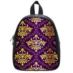 Flower Purplle Gold School Bags (small)  by Mariart