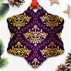 Flower Purplle Gold Ornament (snowflake) by Mariart