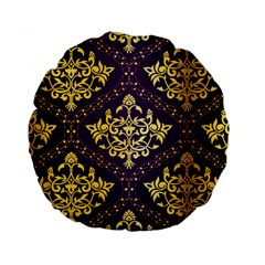 Flower Purplle Gold Standard 15  Premium Round Cushions by Mariart