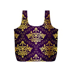 Flower Purplle Gold Full Print Recycle Bags (s)  by Mariart