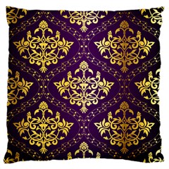 Flower Purplle Gold Large Flano Cushion Case (one Side) by Mariart