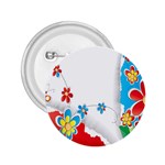 Flower Floral Papper Butterfly Star Sunflower Red Blue Green Leaf 2.25  Buttons Front