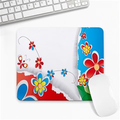 Flower Floral Papper Butterfly Star Sunflower Red Blue Green Leaf Large Mousepads by Mariart