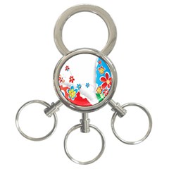 Flower Floral Papper Butterfly Star Sunflower Red Blue Green Leaf 3-ring Key Chains by Mariart