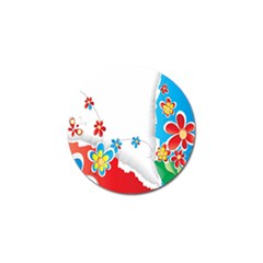 Flower Floral Papper Butterfly Star Sunflower Red Blue Green Leaf Golf Ball Marker by Mariart