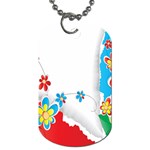 Flower Floral Papper Butterfly Star Sunflower Red Blue Green Leaf Dog Tag (Two Sides) Front