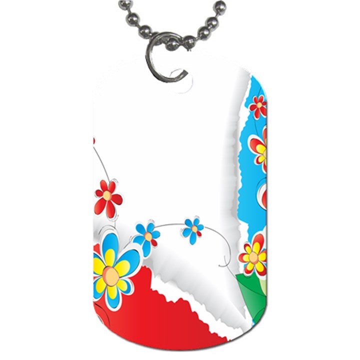 Flower Floral Papper Butterfly Star Sunflower Red Blue Green Leaf Dog Tag (Two Sides)