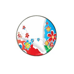 Flower Floral Papper Butterfly Star Sunflower Red Blue Green Leaf Hat Clip Ball Marker (4 Pack) by Mariart